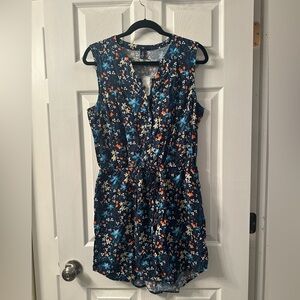 GAP Navy Floral Dress with Orange and White Accents